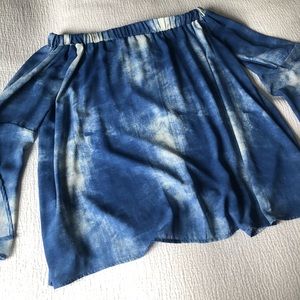 NWT Off-shoulder Blue Top with Flutter Sleeves